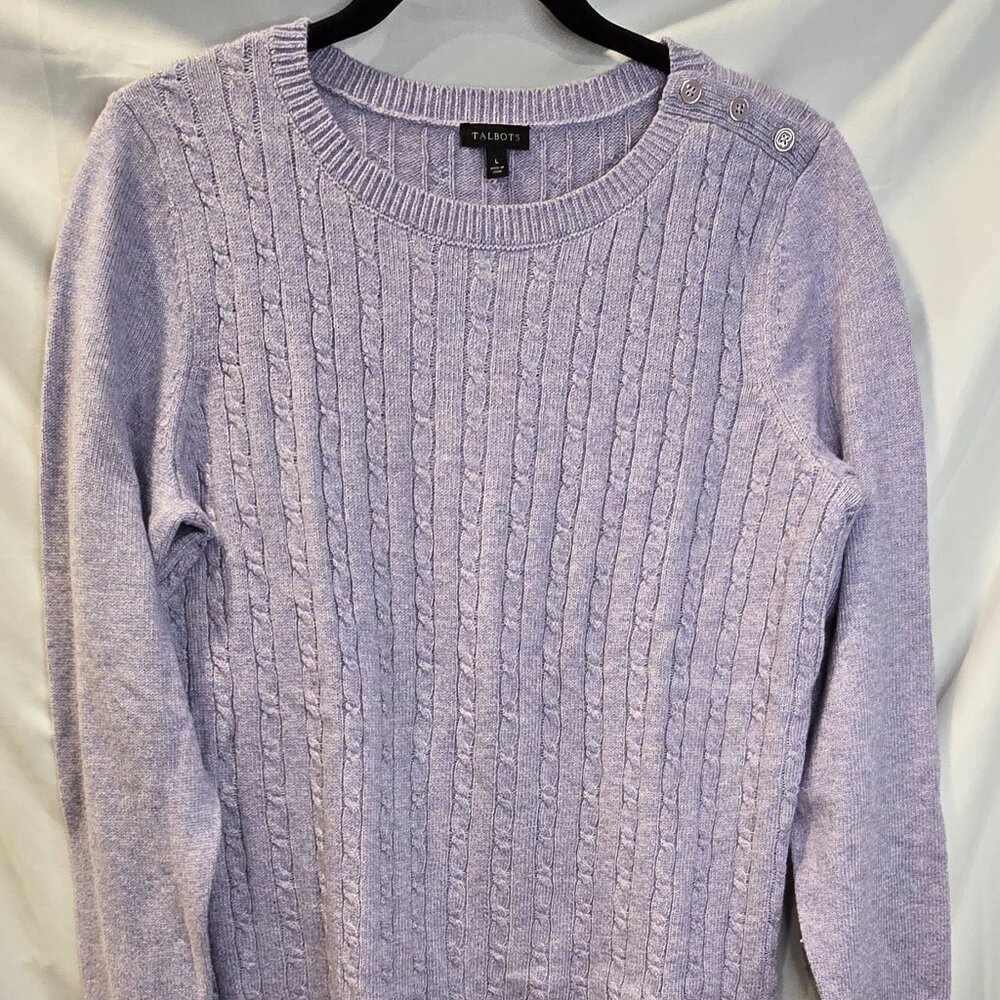 Talbots Purple Knited Sweater Size Large Button Accents